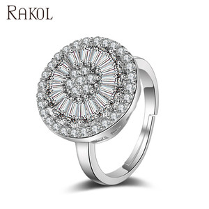 RAKOL RP2037 Anelli Trendy 2021 in Rame Placcato Oro con Zirconi e Cristalli per Donne - Product Image 1