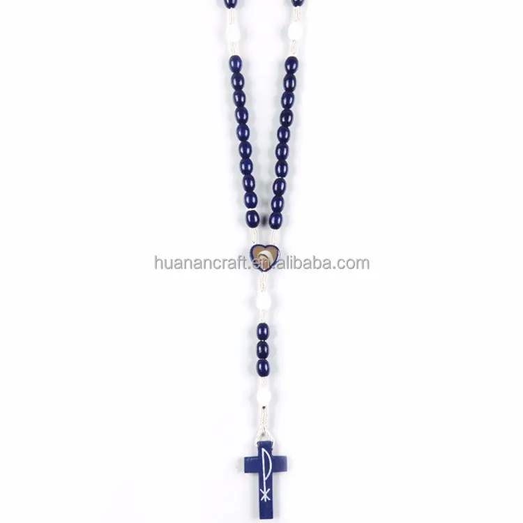 나무 선물 8mm * 6mm 블루 rosaries 종교 가톨릭 항목 코드 묵주