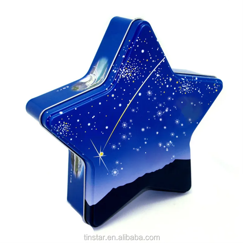 Food grade star shape christmas cookies gift tin box for packaging