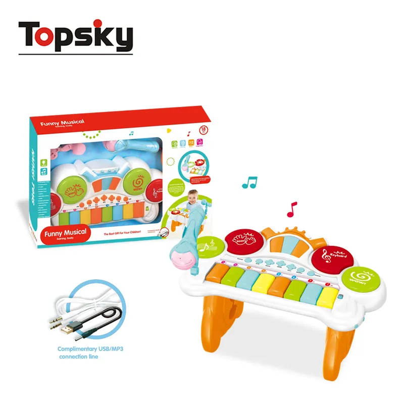 Piano Electronic Organ 8 Key Baby Piano mit Mini-Mikrofon für Mädchen Musikspiel zeug Kunststoff Farbe BOX Unisex ABS Drums 8 Skalen