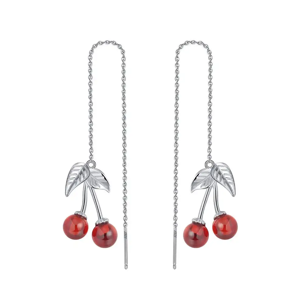 RINNTIN SE100 Fashion Women Jewelry Cherry Earring with Garnet Drop Earrings