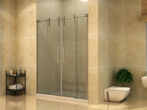 Klasik Kamar Mandi Kaca Pintu Geser Sistem/Stainless Steel <span class=keywords><strong>Double</strong></span> Roller Kamar Mandi Sliding Pintu Kaca Peralatan