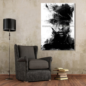 Tùy chỉnh-kích thước hiện đại trừu tượng người đàn ông khuôn mặt Chân Dung sơn dầu <span class=keywords><strong>canvas</strong></span> hand-Painted trắng đen con số tường nghệ thuật cho phòng khách trang trí nội thất - Product Image 2