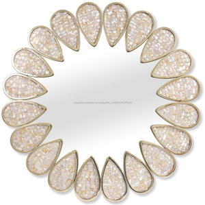 Hoja de <span class=keywords><strong>oro</strong></span> antiguo marco <span class=keywords><strong>espejo</strong></span> en forma de flor de pared <span class=keywords><strong>espejo</strong></span> de pared - Product Image 3