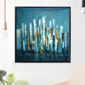 Peintures d'art sur toile de grande taille avec feuille d'or, bâtiment moderne, <span class=keywords><strong>peinture</strong></span> à l'huile abstraite - Product Image 2
