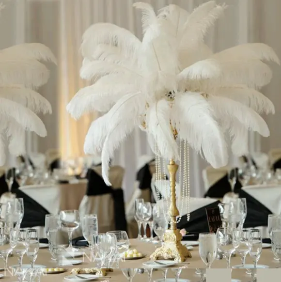 45 50cm gros décoration de mariage naturel grand panache blanc plumes d'autruche pour centres de table artisanat fête