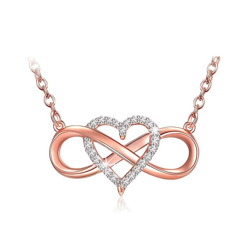 925 sterling silver infinity necklace cz heart necklace