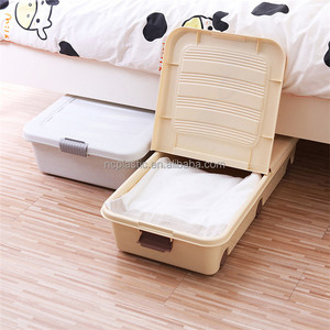 Boîte de rangement <span class=keywords><strong>sous</strong></span> le <span class=keywords><strong>lit</strong></span> de roulettes, grand conteneur <span class=keywords><strong>plastique</strong></span> de stockage pour vêtements chaussures - Product Image 2