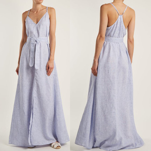 <span class=keywords><strong>Abiti</strong></span> da Donna Personalizzati in Lino, Vestito Lungo <span class=keywords><strong>con</strong></span> <span class=keywords><strong>Spacco</strong></span> Alto, Elegante Abito da Festa Sexy per Donne - Product Image 1