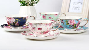 CCM-050 antico di caffè di ceramica tazze da tè e piattini/fine bone insieme di tè della porcellana/porcellana floreale tazze di caffè e piattini set, - Product Image 6