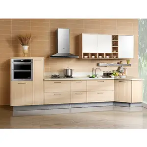 OPPEIN New Design PVC Kitchen Cabinet Wooden Cabinets Guangzhou Export