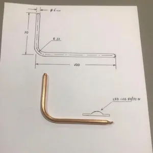 6 * 150毫米折叠铜管/定制弯曲铜管直径 6毫米 8毫米 10毫米弯头 L 型热管笔记本铜管散热器