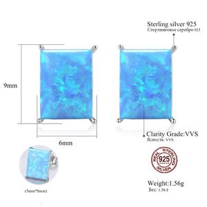 CZCITY Rectangle Fire Blue <strong>Opal</strong> <strong>Stud</strong> <strong>Earrings</strong> for Women <strong>Opal</strong> Jewelry Wholesale <strong>Stud</strong> <strong>Earrings</strong> - Product Image 2