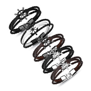 <span class=keywords><strong>Bracelet</strong></span> en <span class=keywords><strong>cuir</strong></span> synthétique pour hommes, accessoire de mode, en alliage de zinc, gouvernail, produit en <span class=keywords><strong>cuir</strong></span> PU - Product Image 5