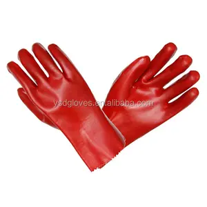 Красные водостойкие промышленные рабочие перчатки с длинным рукавом с ПВХ покрытием