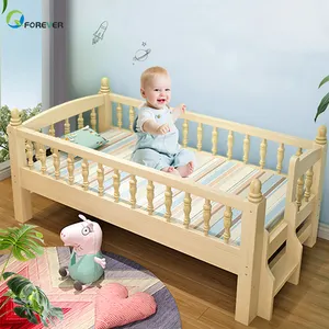 Kinder bett mit Leitplanke Einzel kind Massivholz Junge kleines Bett Mädchen Prinzessin Babybett