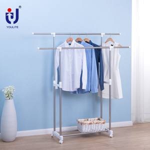 Grand porte-vêtements métallique amovible avec étagères suspendues <span class=keywords><strong>sur</strong></span> roulettes pour salle de bain, séchoir à vêtements à un seul niveau - Product Image 6