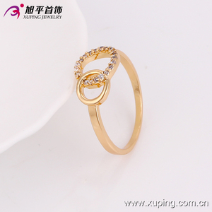13572 Xuping 18k color oro gracioso anillo con dos círculos que se entrelazan entre ellos para mujer - Product Image 5