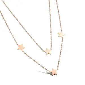 Marlary New Design Fashionable Stainless Steel Star Pendant Simple Style Rose Gold Plated Multilayer Necklace