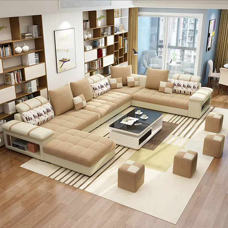 Sofás de luxo premium, moderno, alta qualidade, sala de estar, sala de estar, sofá, conjunto de 7 lugares de tecido, móveis