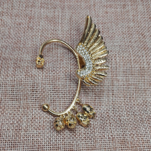 Wholesale Retro Gothic Punk Skull Eagle <strong>Wing</strong> Non Piercing <strong>Earring</strong> - Product Image 2