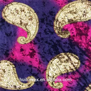 Hot selling shiny tone paisley print diamond Silk soft Velvet Fabric gament For Dress