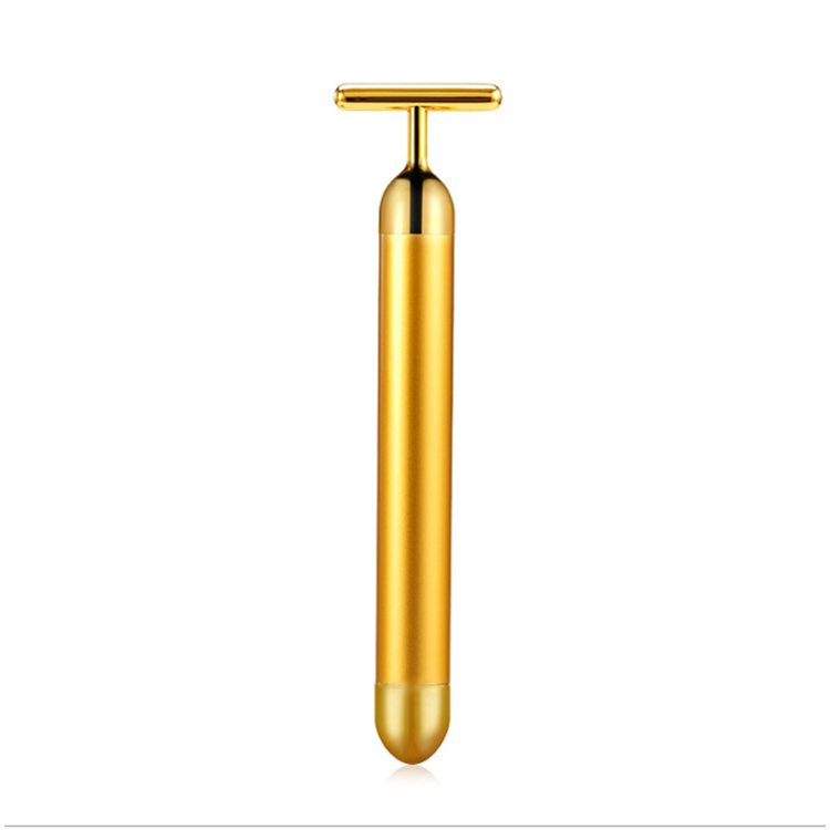 Новые товары, T-образный косметический Массажер для ухода за кожей, 24k Gold Bar, энергетический вибрирующий массажер для лица