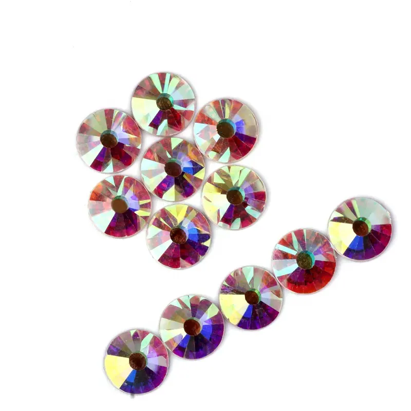 Diamante per unghie AB in cristallo Flatback tondo con strass Non Hotfix per Nail Art