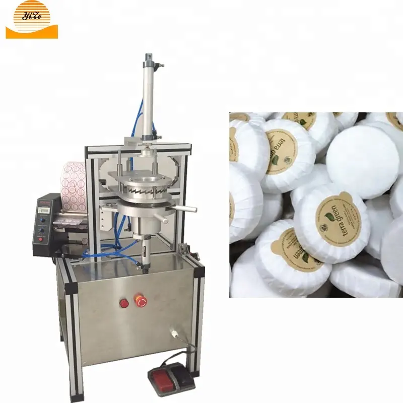 Portable Semi Automatic shrink Wrap Machine Round Hotel Round Toilet Bar Soap Pleat Wrapping Packing Machine