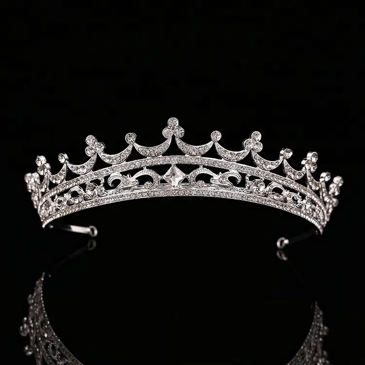 Aksesori Berlian Imitasi Grosir Cina Mahkota Kecantikan Retro Perhiasan Rambut Pengantin