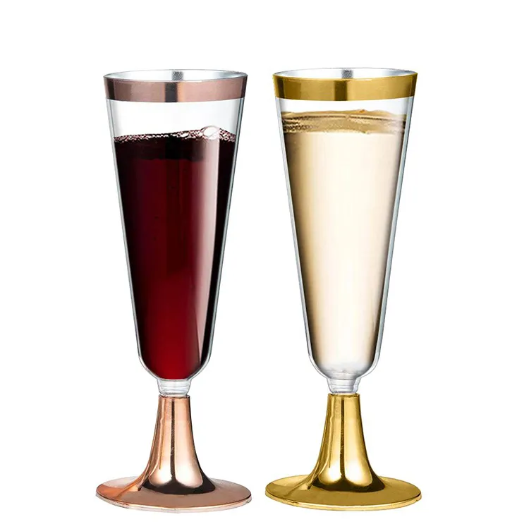 6 Pcs Disposable Plastic Red Wine Glass Champagne Flutes Glasses Cocktail Party Wedding Drink Cup Christmas Western Cuisine Cup