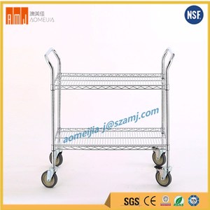 2-tier industria de almacenamiento de uso fácil movimiento NSF y TUV aprobado cromo utilidad carrito - Product Image 1