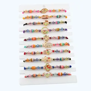 New fashion crystal beads braided bracelet colorful elephant charms adjustable bracelets