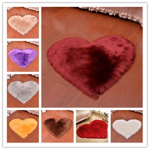 Tapis de sol doux en fausse peau de mouton, Design de cœur, Super doux, pour enfants, course de lit pour filles, <span class=keywords><strong>50</strong></span> cm - Product Image 2
