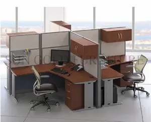 Moderna Forma di L di Vetro Cubicolo Pareti Melamina Scrivania Partizione (SZ-WST799)