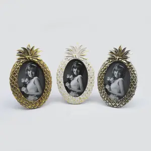 Pineapple tropical home accent photo frame silver Fruit shape picture frame