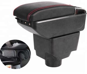 Boîte d'<span class=keywords><strong>accoudoir</strong></span> en cuir DAIAO, console de rangement centrale Mk2, accessoire de rangement intérieur avec chargeur USB (Ligne Rouge) - Product Image 5