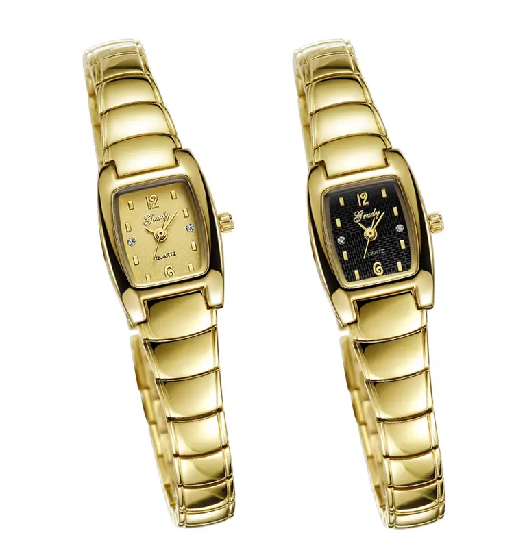 Gold Plated Metal Bracelet Watches Women Fashion Popular Quartz Watch