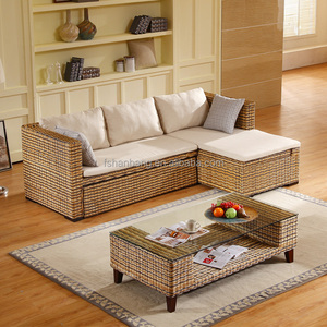 Ensemble de meubles de salon en rotin tressé à la main, canapé convertible multifonctionnel, canapé modulaire moderne, style européen antique - Product Image 5