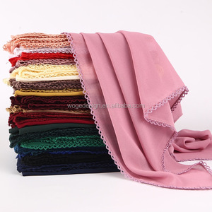 Venta al por mayor bufandas de alta calidad Dupatta chal turbante de las mujeres grandes de gasa pesada de poliéster liso musulmán <span class=keywords><strong>Hijab</strong></span> - Product Image 1