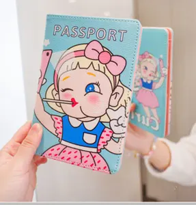 Custom Leather Passport Cover Wallet With Cute Image Printing For Children, Colorful Kid Passport Holder