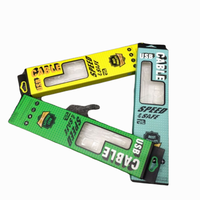 Caja de papel de cable micro USB con extremo de colgador personalizado al por mayor, caja de embalaje de papel laminado con cargador inalámbrico digital 3C