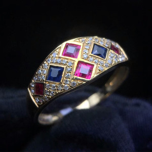 Bán Buôn 2022 Thiết Kế Mới 18K Vàng Vàng Đá Quý Tự Nhiên Của <span class=keywords><strong>Ruby</strong></span> Sapphire Nhẫn Đối Với Phụ Nữ Đồ Trang Sức Thời Trang - Product Image 2