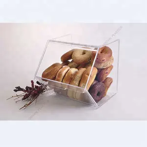 Clear Acrylic Stackable Pastry Bakery Display Box Acrylic Bread Bin