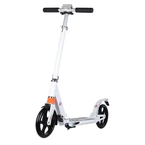 Tam alüminyum alaşım iki büyük pu tekerlek katlanabilir seyahat elektrikli olmayan spor ayak pedallı scooter