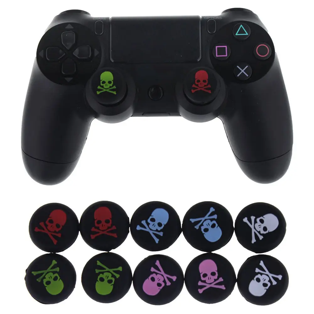 Kepala tengkorak silikon pengendali Game Analog pegangan Thumbstick untuk PS4 PS5 untuk Xbox One Thumb Grip Joystick Cap