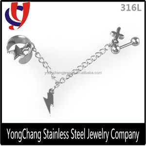 Fresco estilo de <span class=keywords><strong>rock</strong></span> and roll de acero quirúrgico cartílago earring mejor diseño aretes - Product Image 3