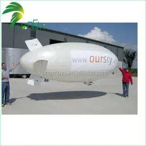 Hongyi 6m Long Outdoor Silver Inflatable Flying Zepplin , 0.18mm inflatable PVC RC Helim Airship Blimp For Sale
