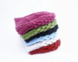 Großhandel Frauen Warme Schachtelhalm Leere Top Cap Benutzerdefinierte Hohe Pferdeschwanz Hut Gestrickte Hut 100% Wolle Klar Unisex GEMEINSAME Erwachsene BILD