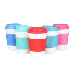 12 oz reutilizables sola pared doble pared taza de café con tapa y cubierta <span class=keywords><strong>del</strong></span> silicio - Product Image 3